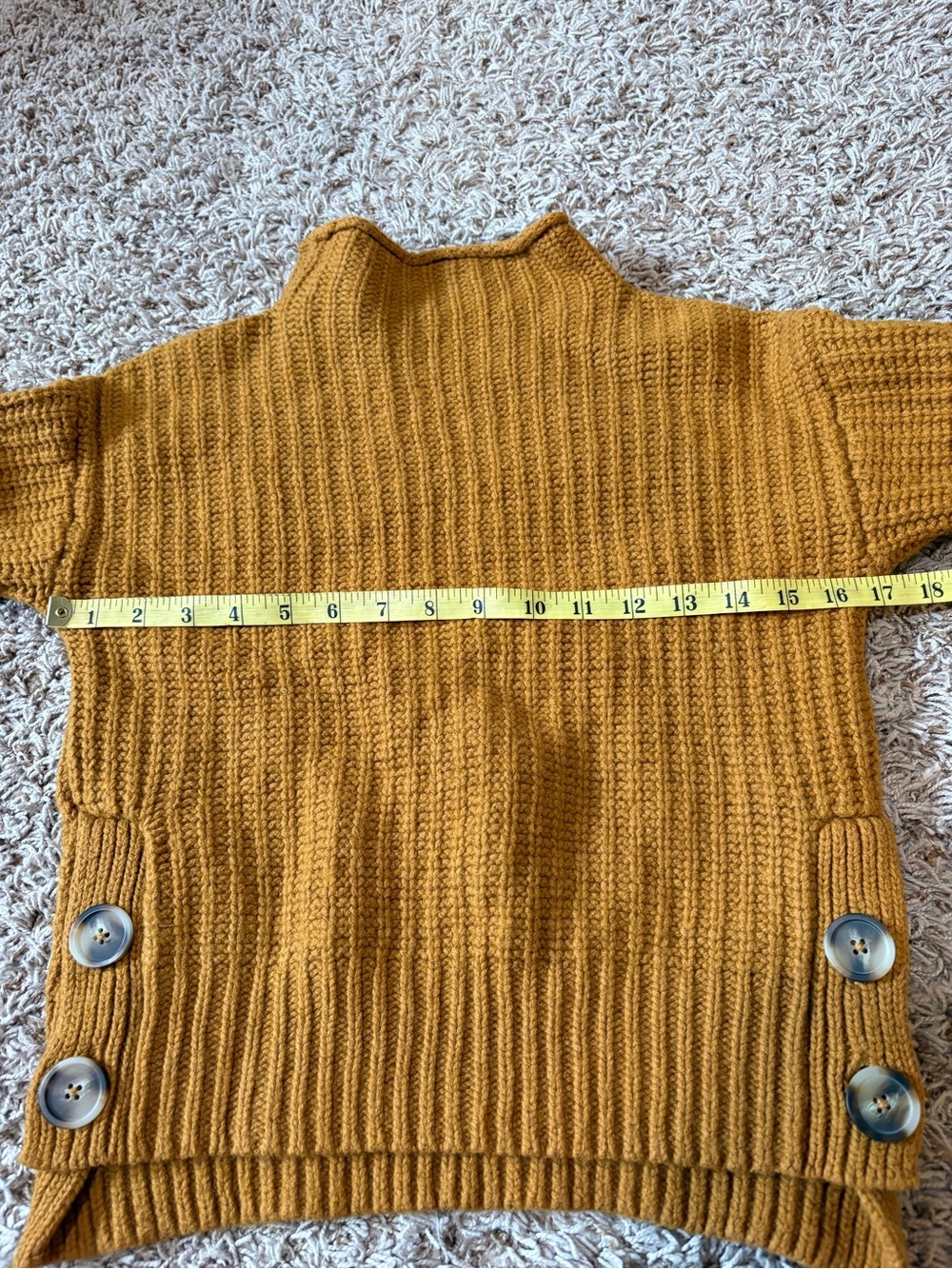 Madewell Mock Neck Side-Button Cotton/Wool Sweater Womens size XXS Mustard - Picture 6 of 7